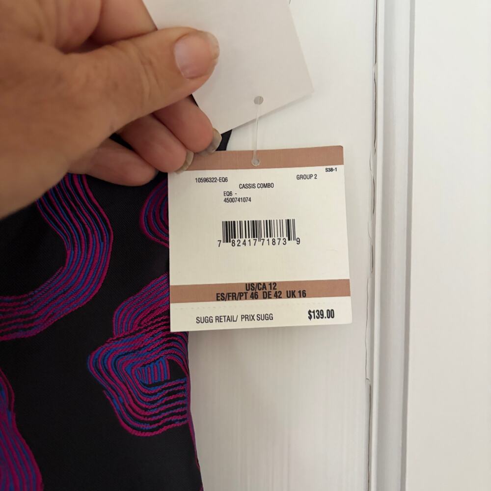 Ann Klein Sheath Dress Size 12 NWT Geometric Pink Black - Picture 7 of 9